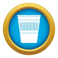 Plastic office waste bin icon blue vector isolated on white background for any design