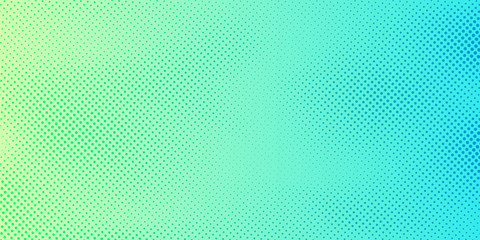 Abstract bright green and blue gradient color background with halftone pattern texture. Creative cover design template