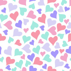 pattern with multicolor hearts on white background