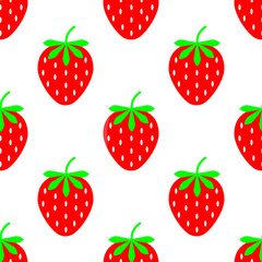 Ripe berry a strawberry on a white background, bright pattern. Vector illustration. Seamless strawberry pattern