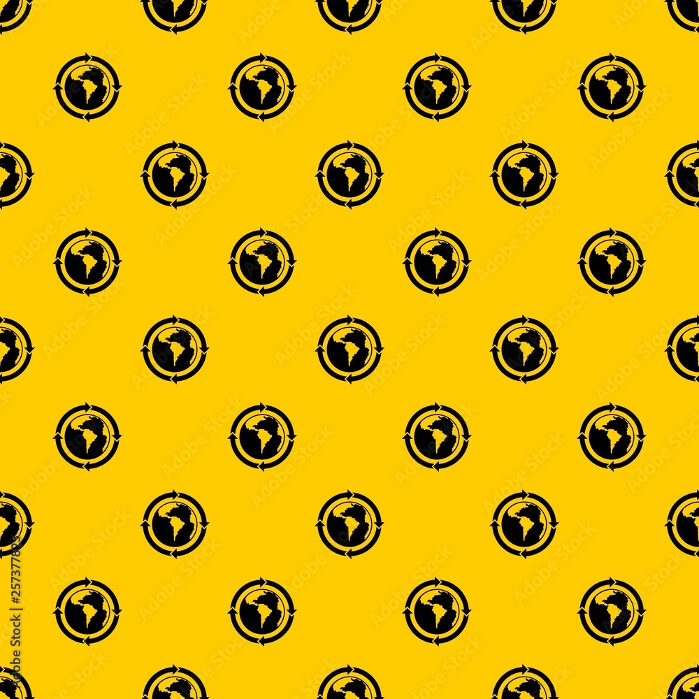 Aufkleber round arrows around world planet pattern seamless vector repeat geometric yellow for any design