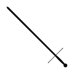 A black and white vector silhouette of long bladed sword