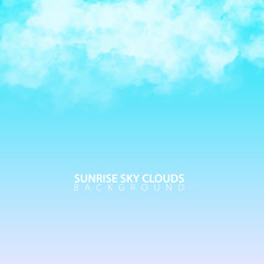 Sunrise morning sky with white realistic clouds. Vector Illustration.