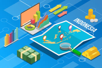 indonesia business economy growth country with map and finance condition - vector illustration