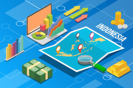 indonesia business economy growth country with map and finance condition - vector illustration