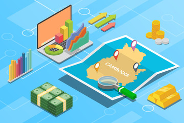 kamboja business economy growth country with map and finance condition - vector illustration