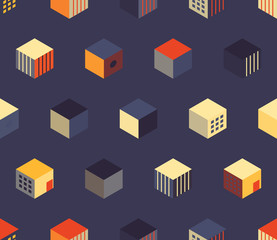 Seamless multicolor geometric pattern with cubes.