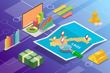 laos business economy growth country with map and finance condition - vector illustration