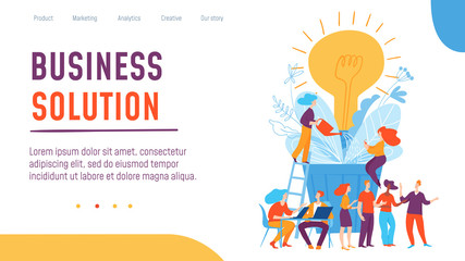 Naklejka premium Vector business solution concept creative illustration with people