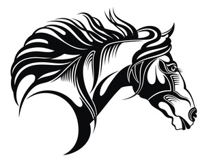Fototapeta premium Vector silhouette of a running horse head