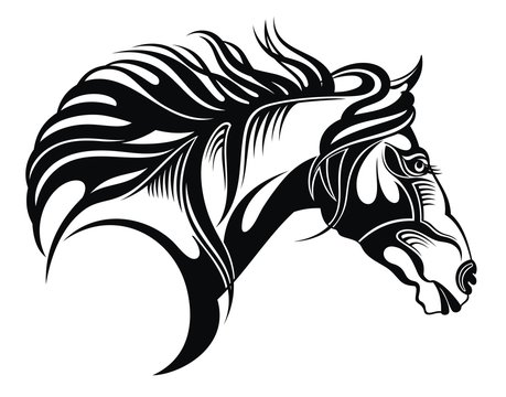 Vector silhouette of a running horse head