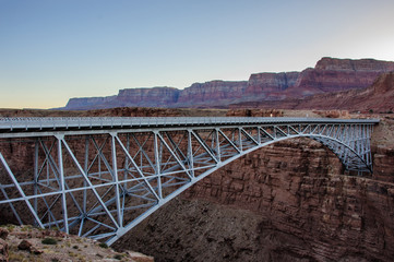 Navajo Bridge over the Colorado River in Marble Canyon. Arizona state