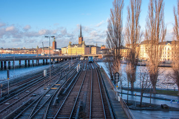 Railroad track public subway in Stockholm, Sweden