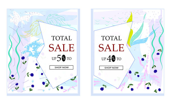 Total Sale with special discount offer, Creative abstract website header or banner set with space to add image