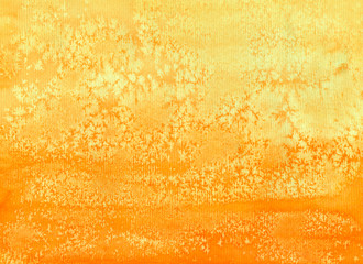 Abstract watercolor background.Orange with a yellow gradient watercolor background with stains and interesting divorces. Handmade on paper with paints. Blurred, horizontal, macro.