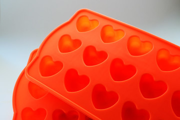 silicone ice molds in the form of hearts