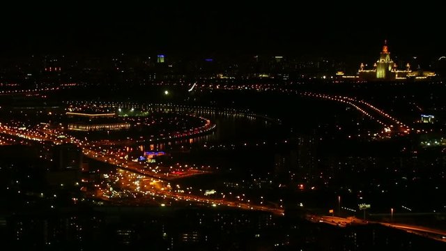 Moscow at night top view