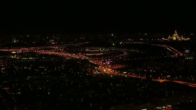 Moscow at night top view