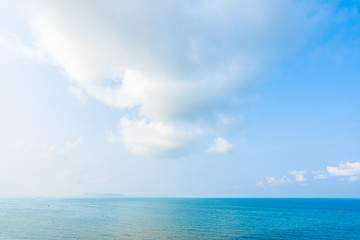 Naklejka na ściany i meble Beautiful landscape of sea ocean with white cloud and blue sky
