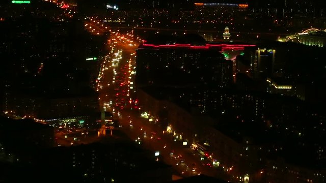 Moscow at night top view