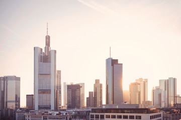 Obraz premium Frankfurt Financial District Skyscrapers at Sunrise