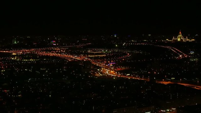 Moscow at night top view