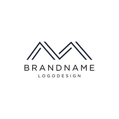 Letter M monogram logo  simple thin line with geometric shape