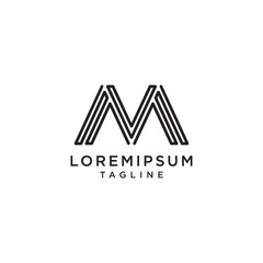 letter M monogram logo design template. Line creative sign logotype