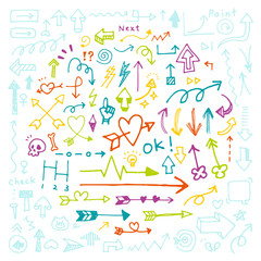 矢印　アイコン　素材　手描き