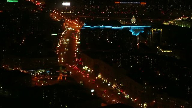 Moscow at night top view
