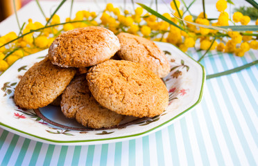 Spring food background with homemade cookies.