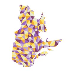 Quebec Canadian province  polygonal map background low poly style yellow, orange, blue, purple colors vector illustration eps