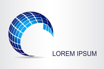 Abstract technology logo stylized spherical surface with abstract shapes. This logo is suitable for global company, world technologies, media and publicity agencies 