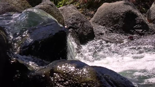 small waterfall running