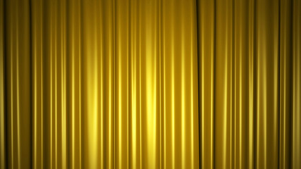 Obraz premium Golden silk curtain on stage. 3D illustration