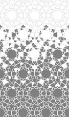 Arabesque repeating vector border. Geometric halftone texture with color tile disintegration or breaking