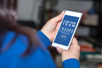 Join our team concept on a smartphone