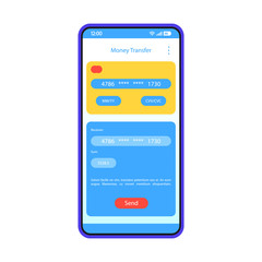 Money transfer app interface vector template