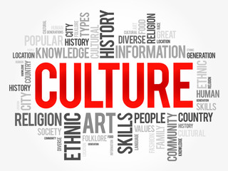 Culture word cloud collage , social concept background