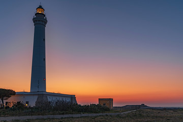 Il faro di San Vito lo Capo al crepuscolo, provincia di Trapani IT