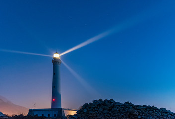 Il faro di San Vito lo Capo al crepuscolo, provincia di Trapani IT