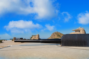 Castillitos cannons battery in Murcia, Spain. Viker 381cannon. Installed in 1933, ran up to 1994. It is currently abandoned