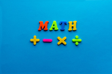 math symbols on blue background