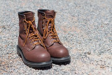 Leather boots on street
