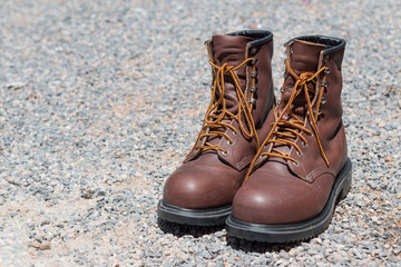 Leather boots on street