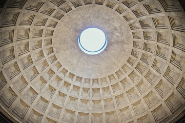 Oculus on the top of Pantheon in Rome, Italy