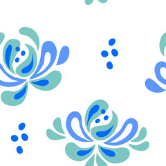 vector blue white element set decorative flowers seamless pattern