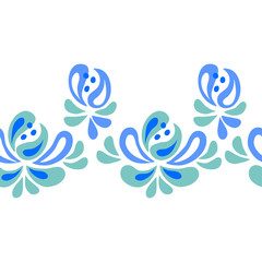 vector blue white element set decorative flowers seamless pattern