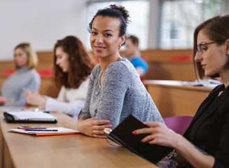 Multinational group of students in an auditorium
