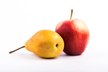  apple and pear. fruit on white background. sweet fruit